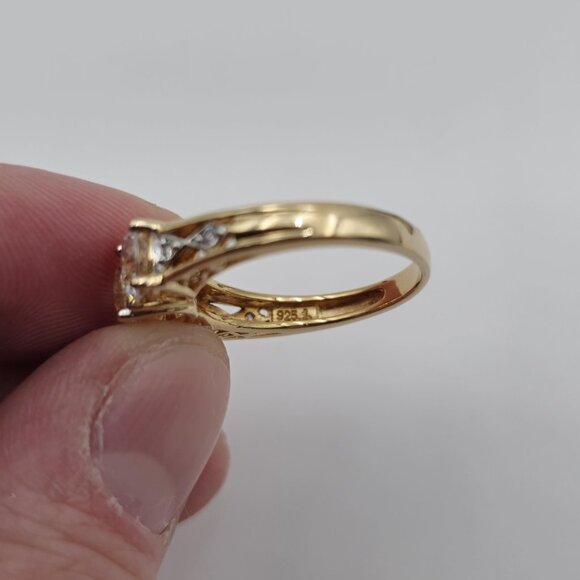 Size 8.75 Gold Over Sterling Silver Quality Cubic Zirconia Gems Ring A3222 - Picture 6 of 9
